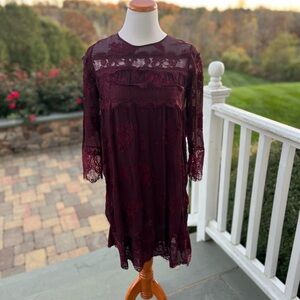 The Kooples Deep Burgundy Lace Dress